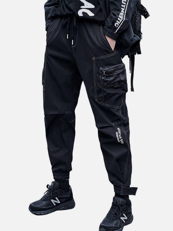 Techwear Bright Line Velcro Thick Fleece Cargo Pants