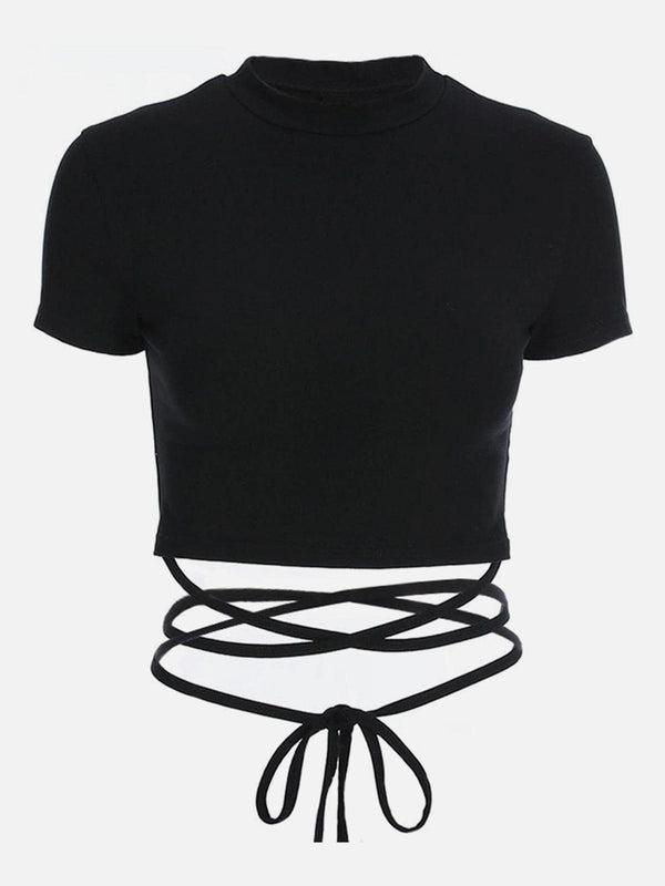 Cross Straps Short Sleeve T Shirt