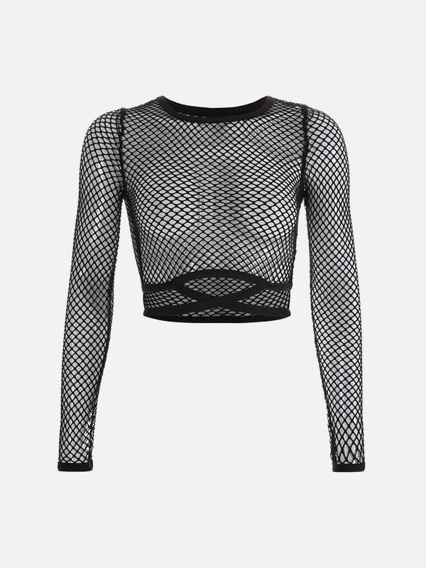 Perspective Mesh Long Sleeve T Shirt