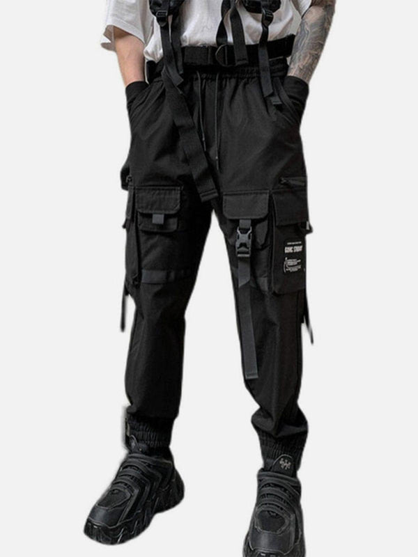 Multi Pockets Ribbons Cargo Pants