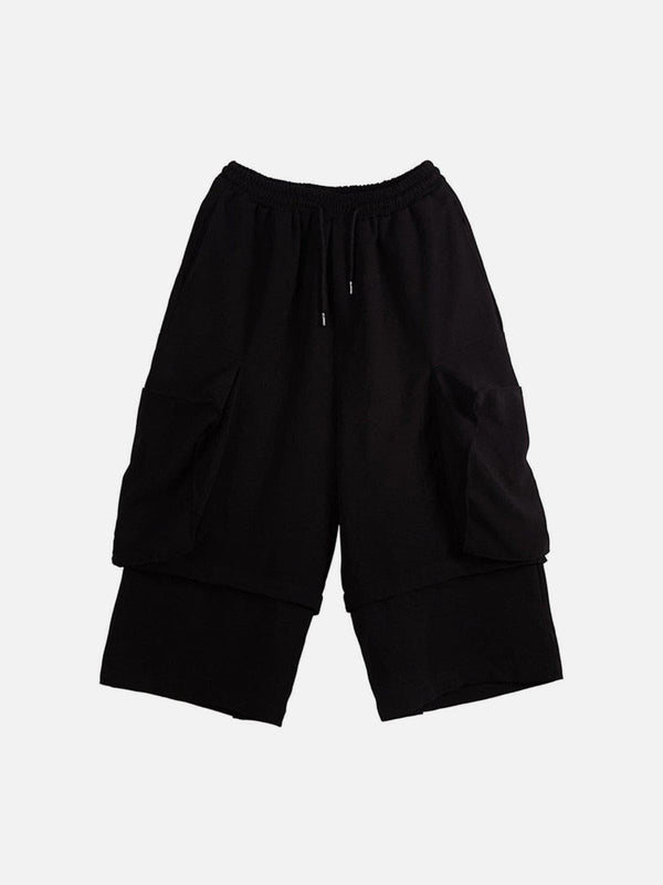 Dark Patchwork Fake Two Oversized Ankle-length Pants