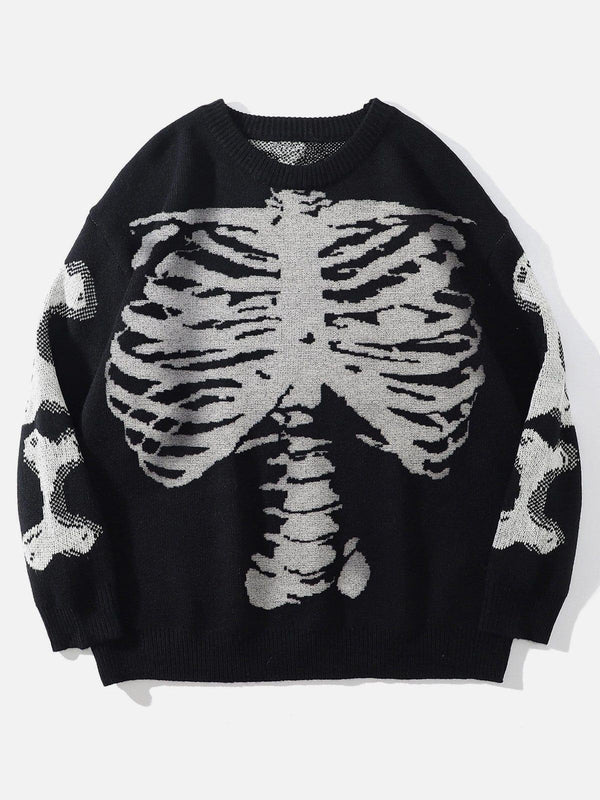 Skeleton Print Knit Sweater