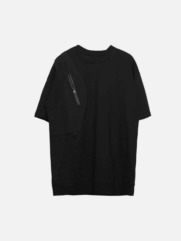 Dark Functional Zipper Patchwork Tee