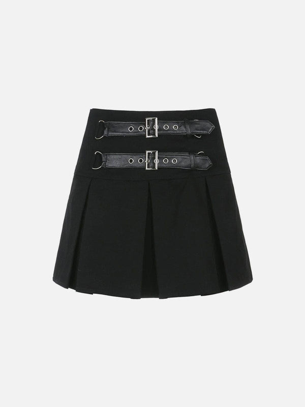 Dark Babes High-waisted Leather Pleated Skirt