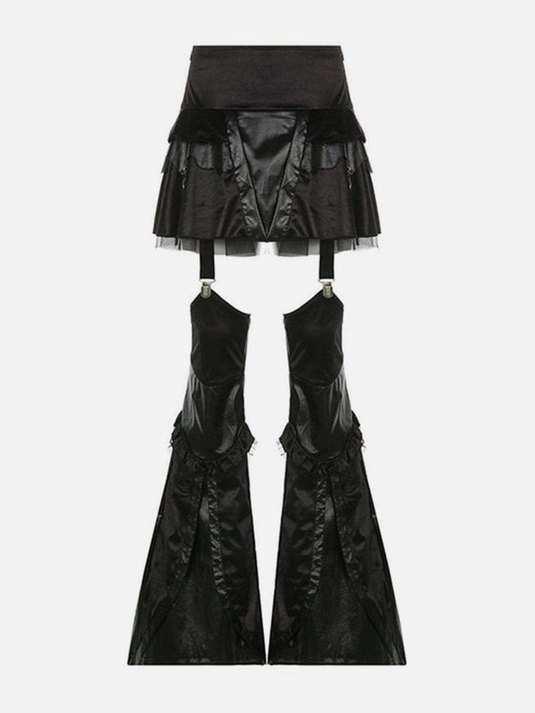 Dark Goth Mesh Panel Flared Pants