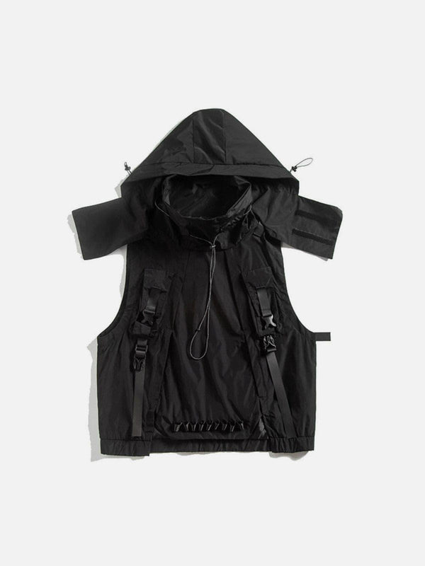 Dark Combat Multi Pockets Hooded Vest