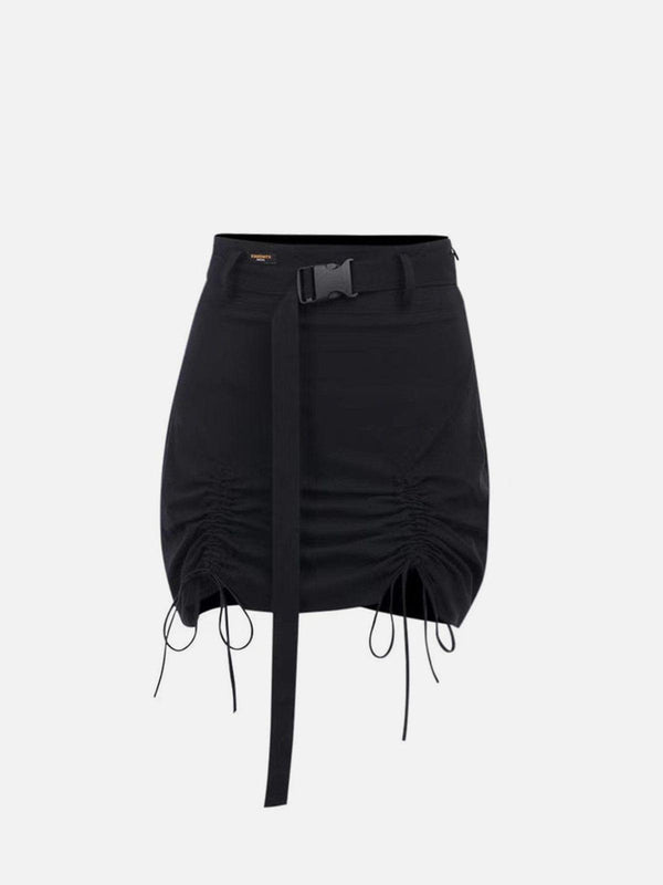 Drawstring Buckle Belt Skirt