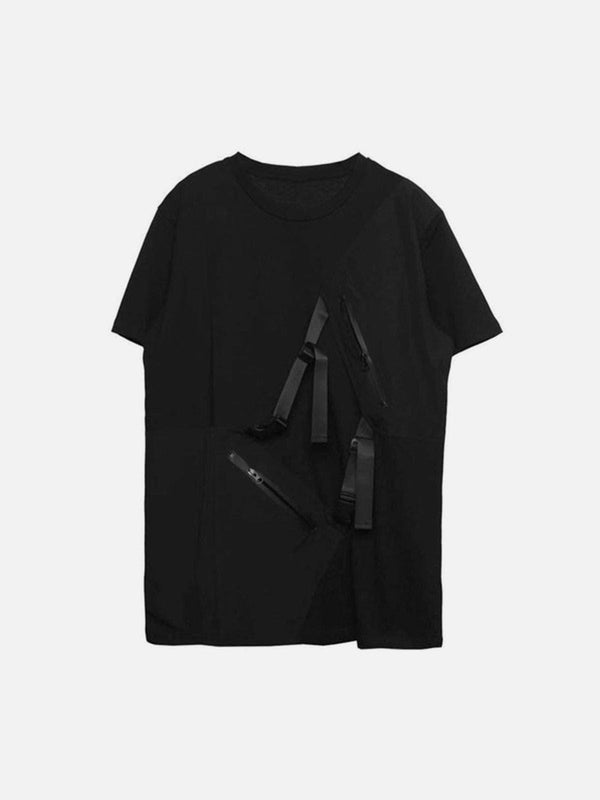 Dark Functional Ribbons Patchwork Tee