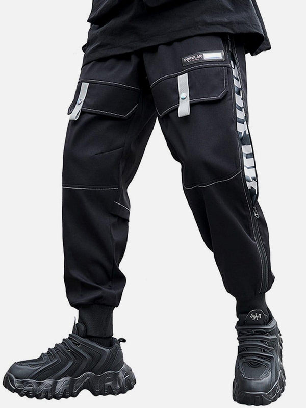 Techwear Side Zipper Print Cargo Pants