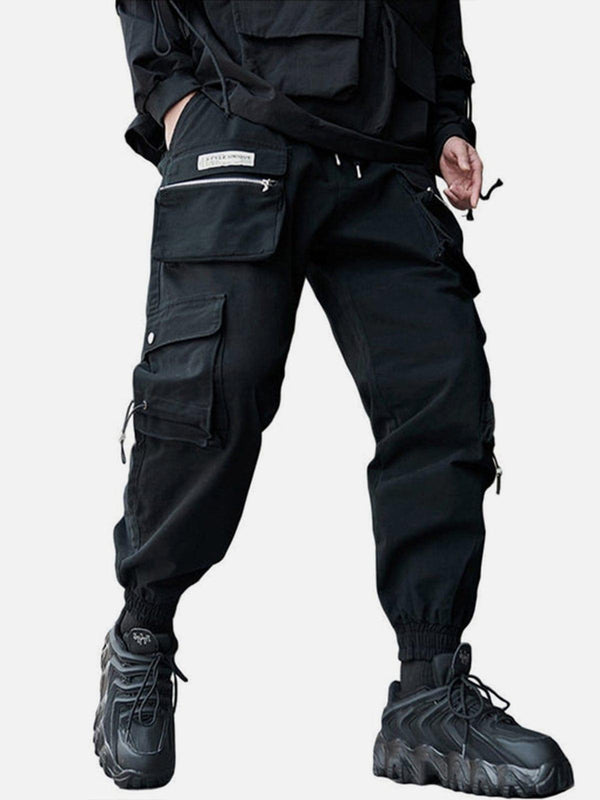 Three-dimensional Zipper Pockets Cargo Pants