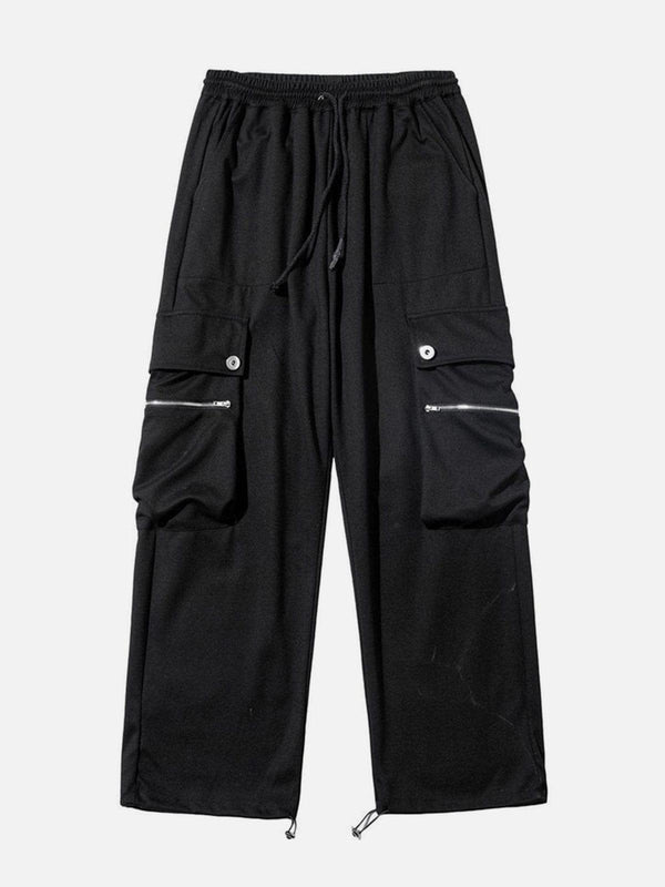 Zipper Pockets Drawstring Pants