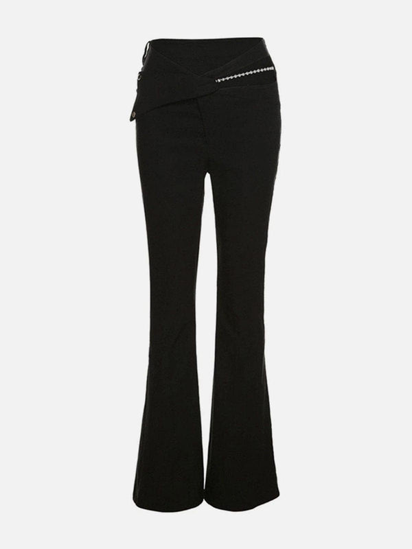 High Waist Cut-out Chain Flared Pants