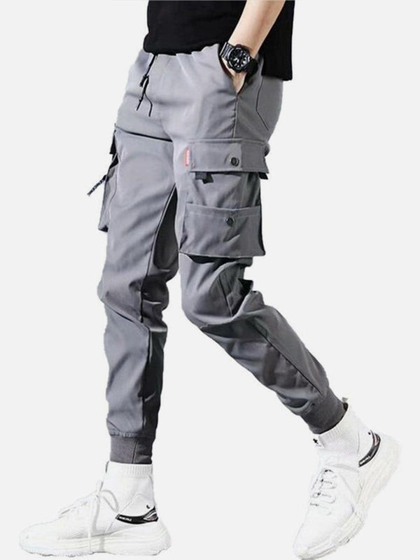 Solid Color Pockets Fleece Cargo Pants