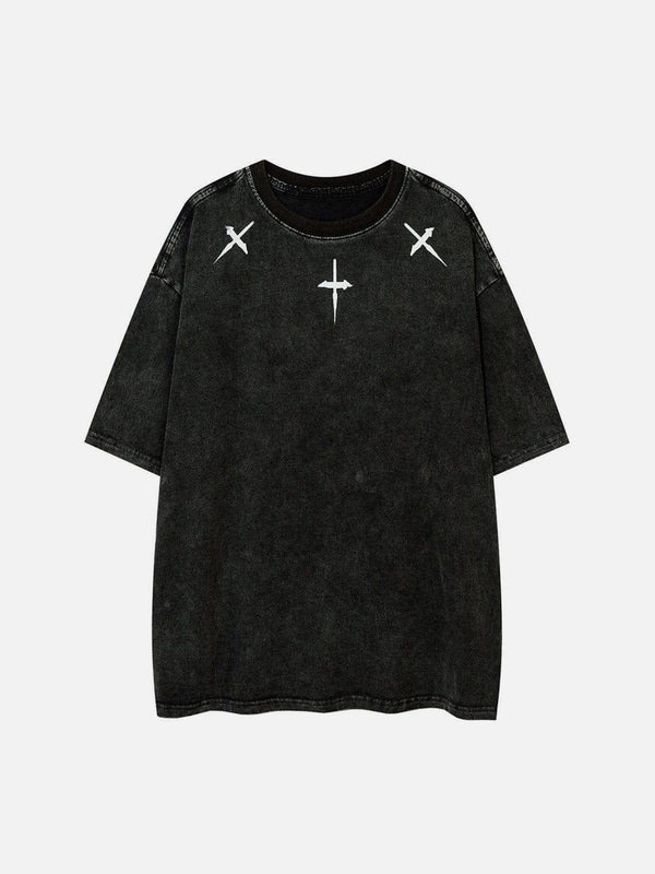 Washed Cross Letters Graphic Tee