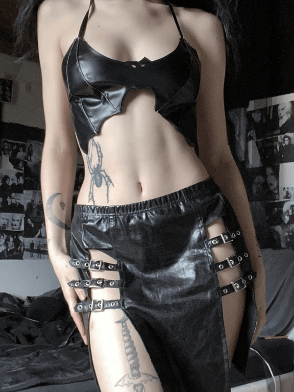 Bat Leather Halter Vest