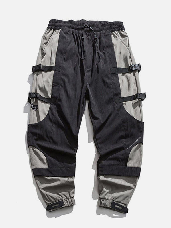 Patchwork Ribbons Velcro Cargo Pants