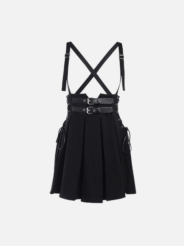 Punk Strap Pleated Skirt