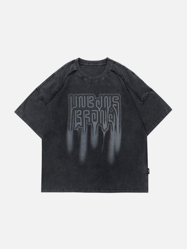 Fuzzy Variant Letters Washed Graphic Tee