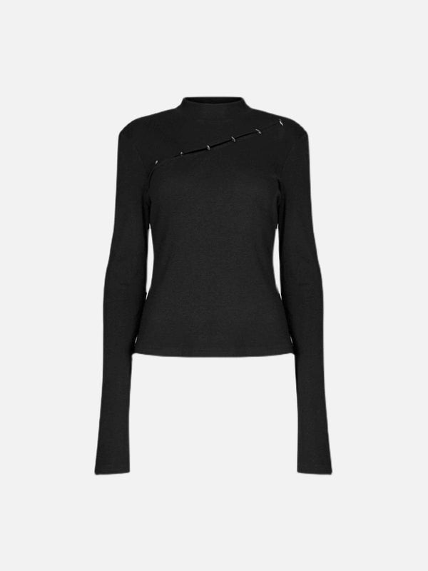 Half Turtleneck Button Long Sleeve T Shirt