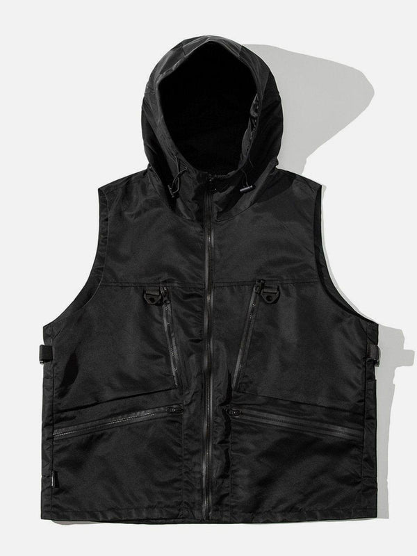 Multi Pockets Zip Up Hooded Tactical Vest