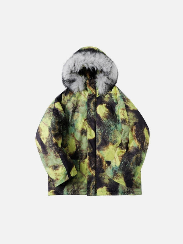 Fur Collar Camouflage Winter Coat