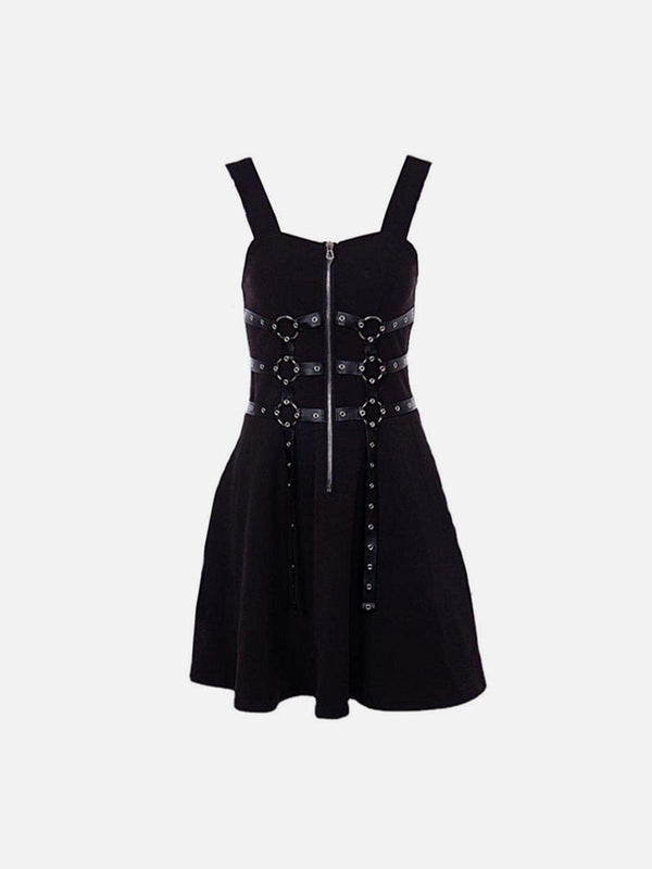 Dark Rock Patchwork Straps Dress