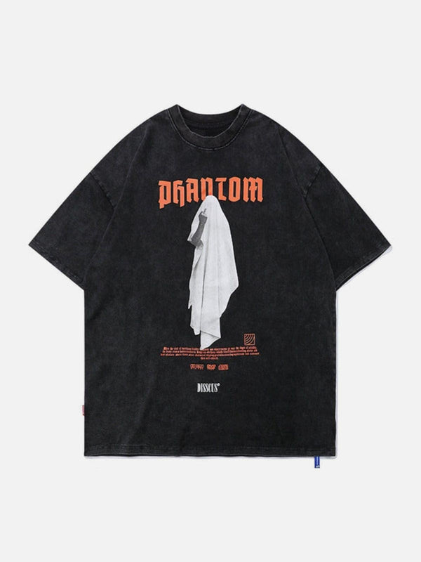 Middle Finger Ghost Print Washed Tee