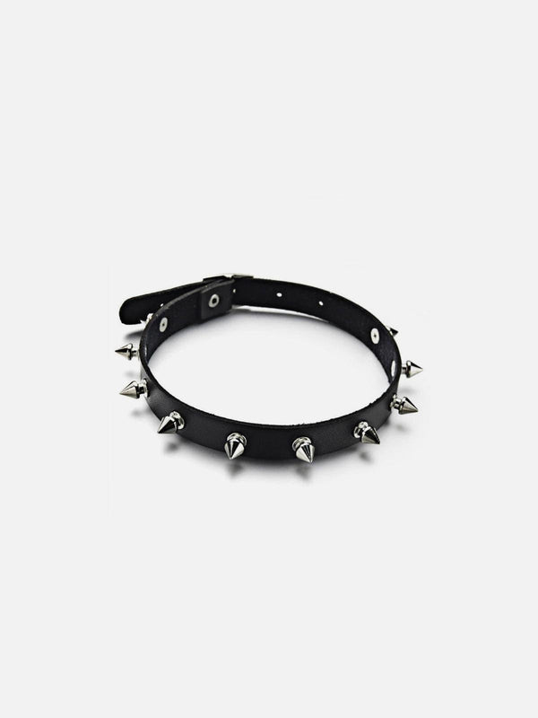 Dark Studded Punk PU Necklace