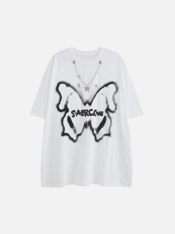 Graffiti Butterfly Star Necklace Tee