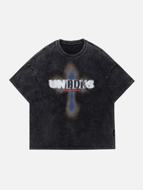 Unreal Cross Letters Washed Graphic Tee