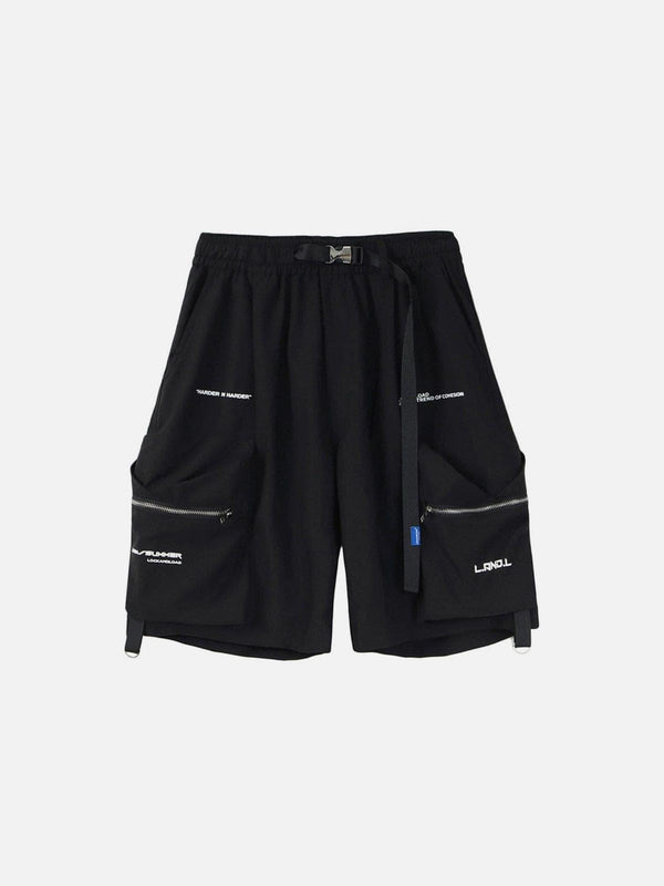 Function Belt Zipper Pockets Shorts