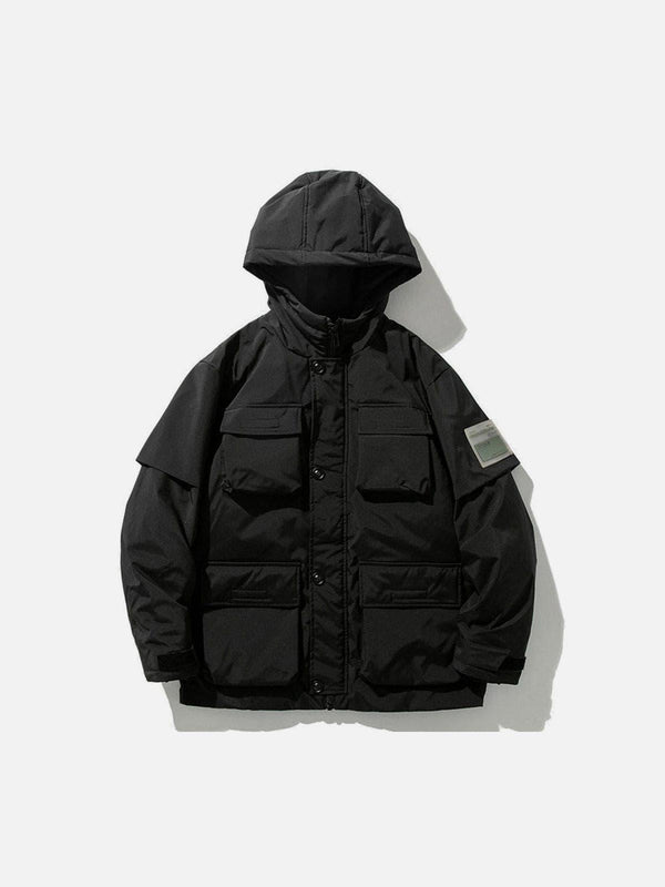 Multi Pockets Hooded Winter Down Coat