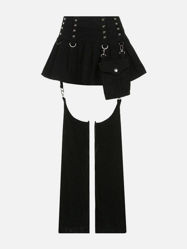 Dark Irregular Detachable Rivets Pants