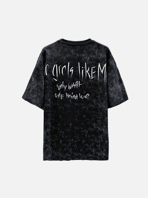 Dark Vintage Virgin Print Washed Tee