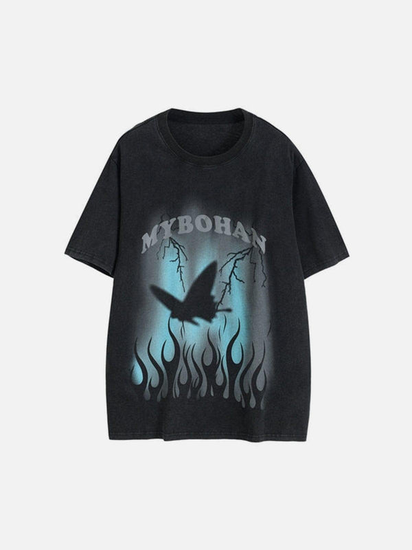 Flame Lightning Butterfly Cotton Tee