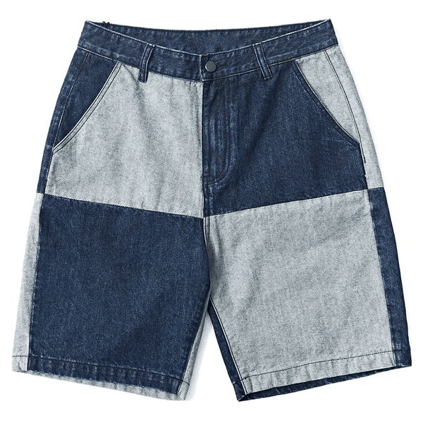 Paneled Contrast Denim Shorts