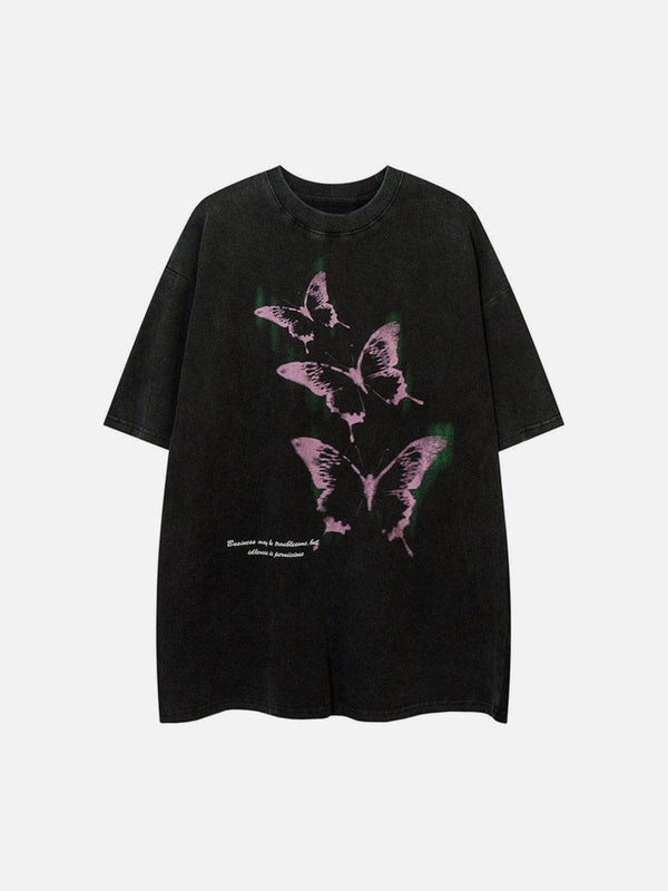 Punk Butterfly Graphic Washed Tee