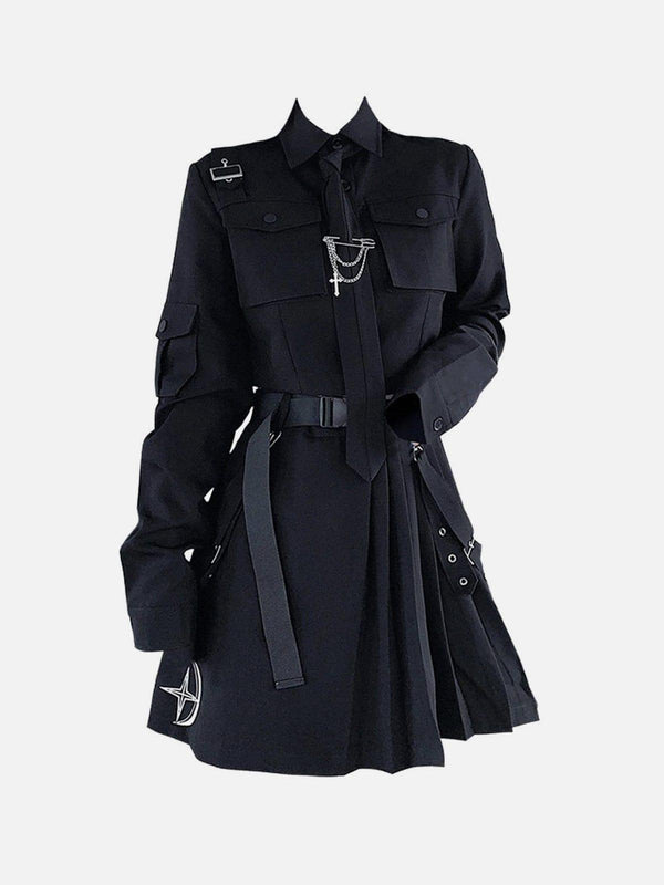 Dark Gothic Exposed Waist Skirt Suit