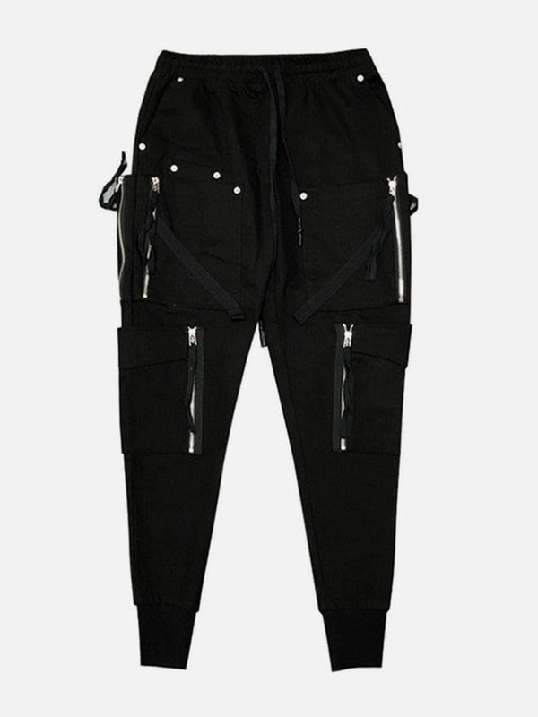 Function Irregular Zipper Patchwork Cargo Pants