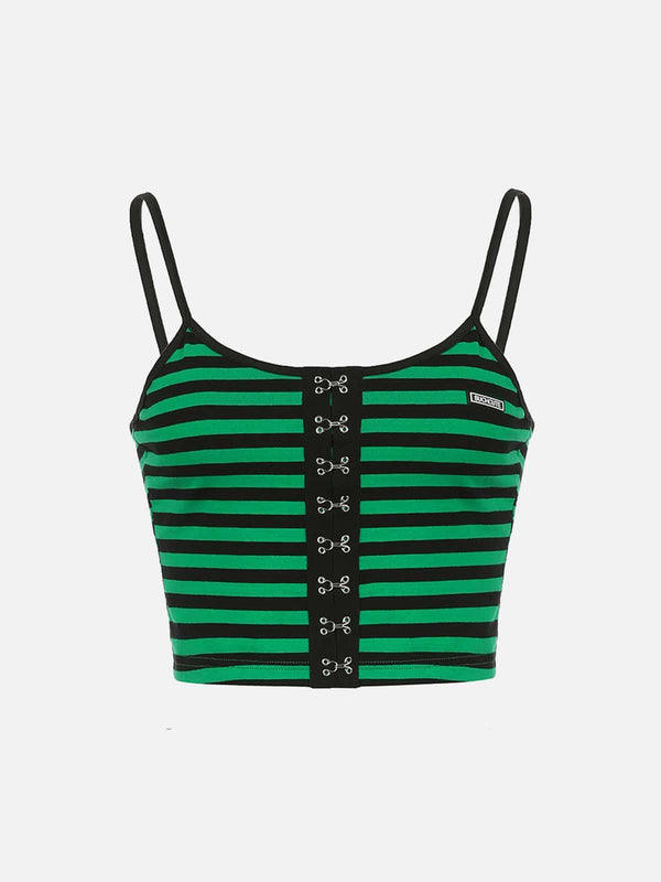 Dark Single-breasted Buckled Striped Vest