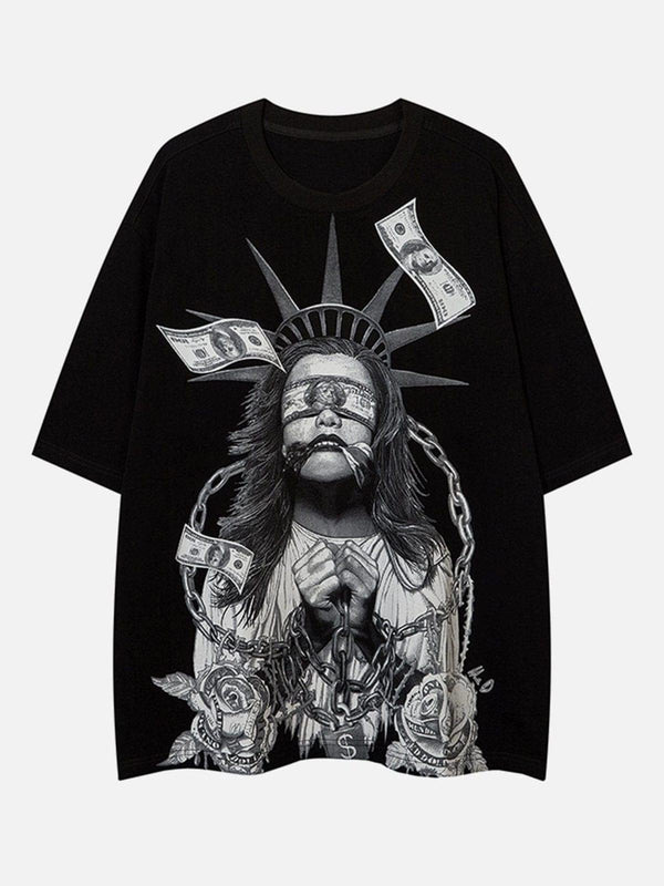 Imprisoned Girl Statue Of Liberty Oversized Tee