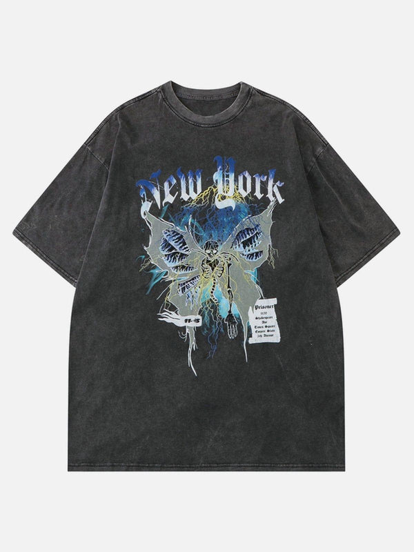 Skull Butterfly Washed Graphic Tee