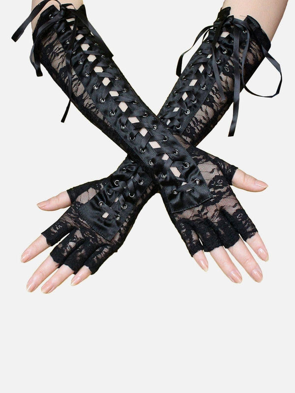 Lace Straps Long Gloves