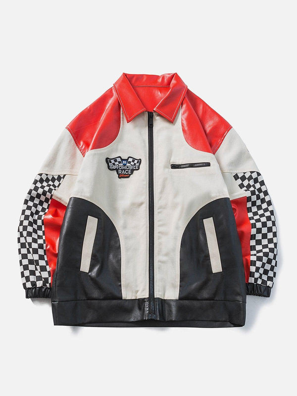 Contrasting Checkerboard Motosports Jacket