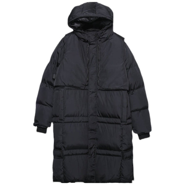 Function Dark Solid Color Long Winter Coat