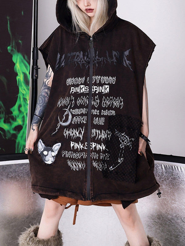 Gothic Graffiti Hooded Vest