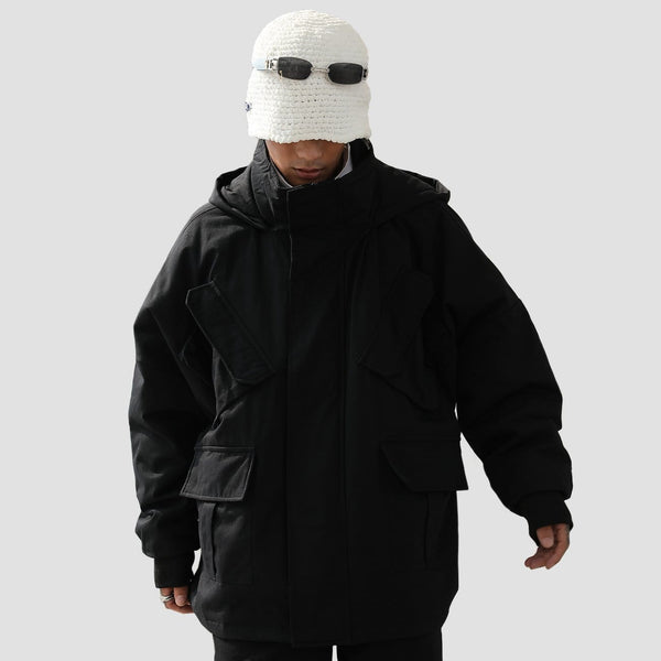 Techwear Dark Multi Pockets Stand Winter Coat