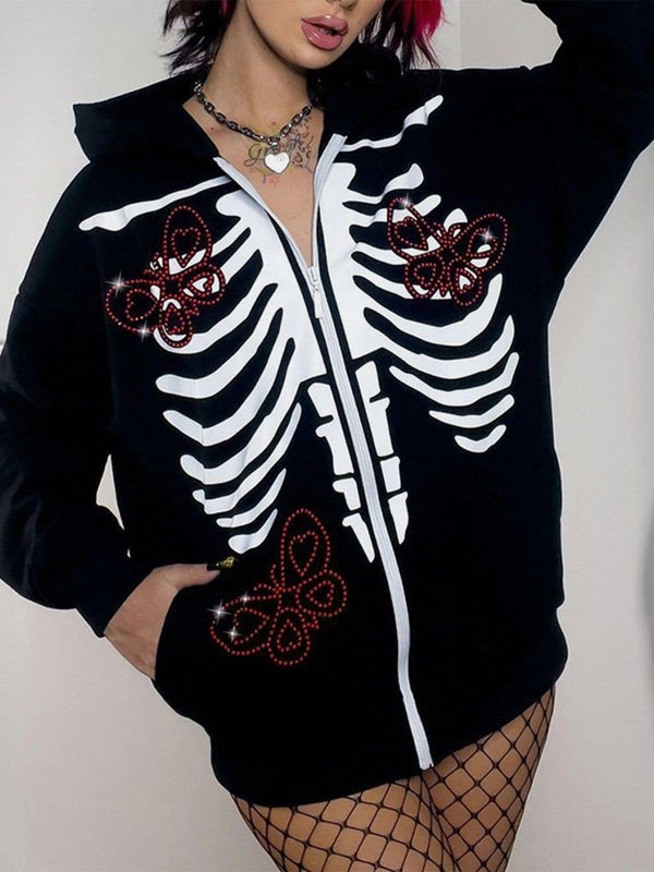 Butterfly Skeleton Print Hoodie