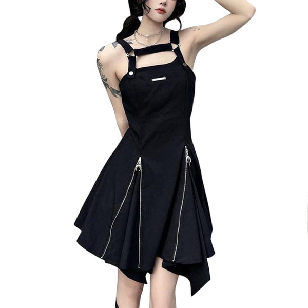 Dark Irregular Zipper Dress