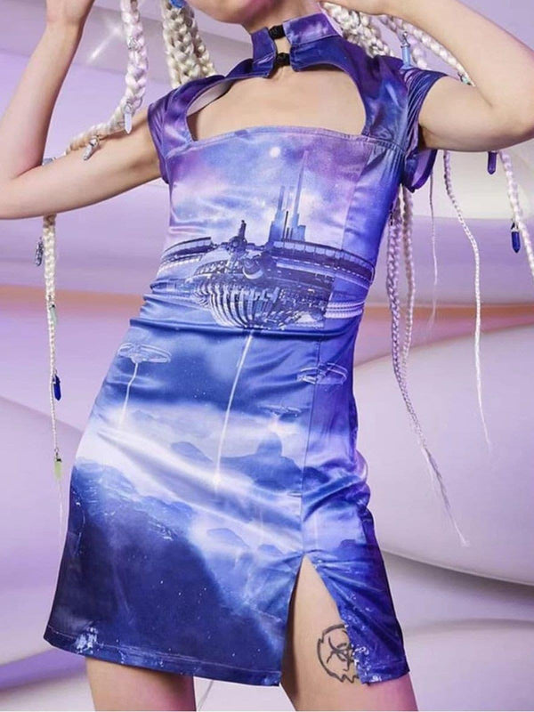 Space City Print Dress